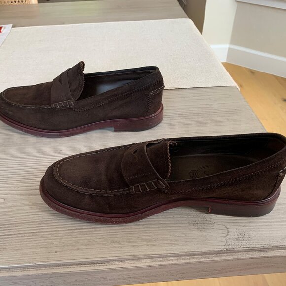 Tod\'s Suede Leather Moc Toe Penny Loafers - men\'s 6 brown casual dress shoes main image 4